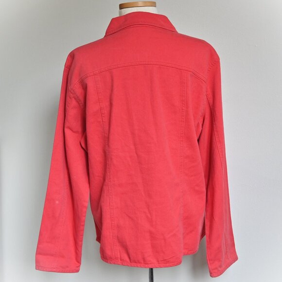 Chico's Y2K 90s Retro Biker Front Button Classic Fit Red Denim Jean Jacket Sz 3 - Picture 11 of 16